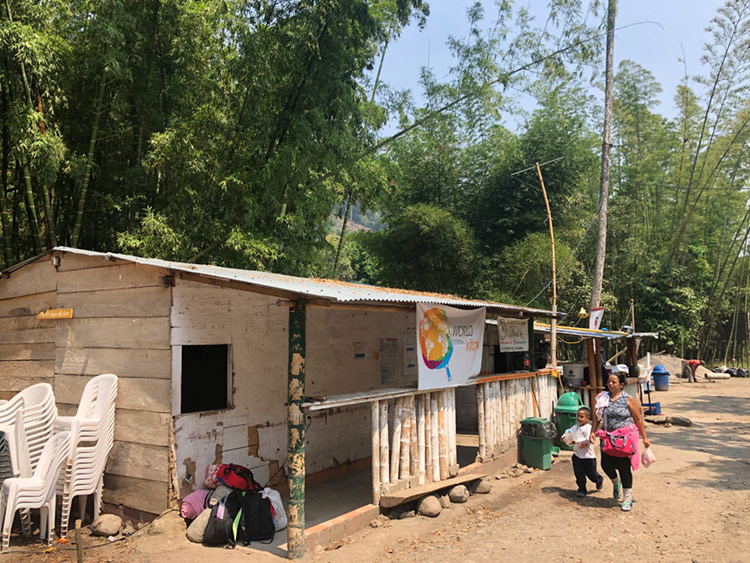 This is one of the refugee camps along the route from Venezuela through Colombia to Peru.  People can receive food and a night's rest here.
