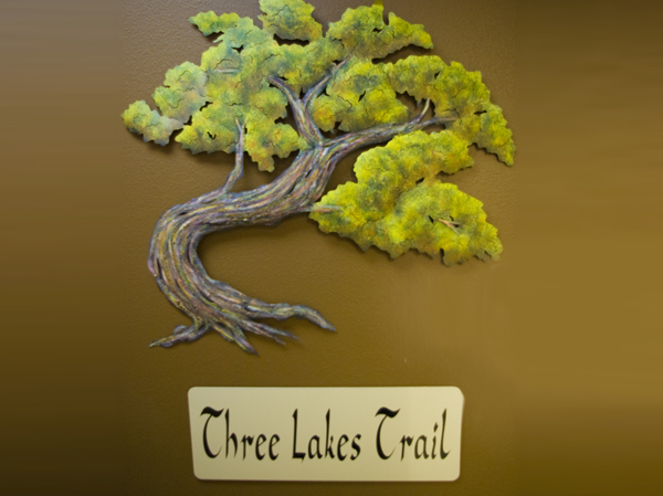 Three Lakes Trail sign